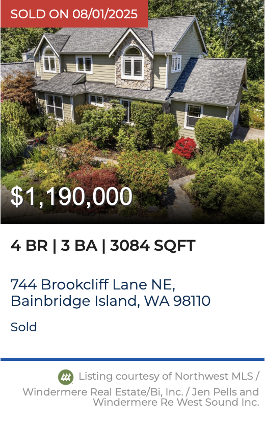 Brookcliff Lane Sold by Jen Pells Windermere Bainbridge.